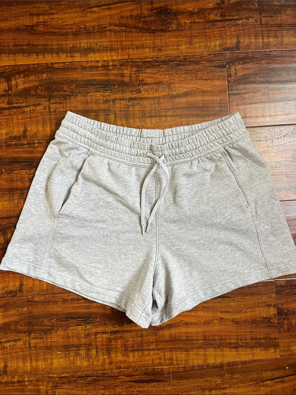 Athleta Light Heather Gray Drawstring Athletic Shorts